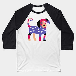 Colourful Cute Puppy Art Baseball T-Shirt